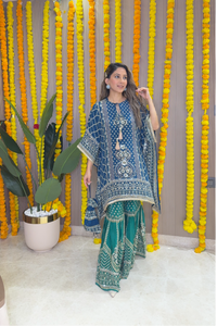 Son Chidhaiya - Kaftan Set (Blue & Green)