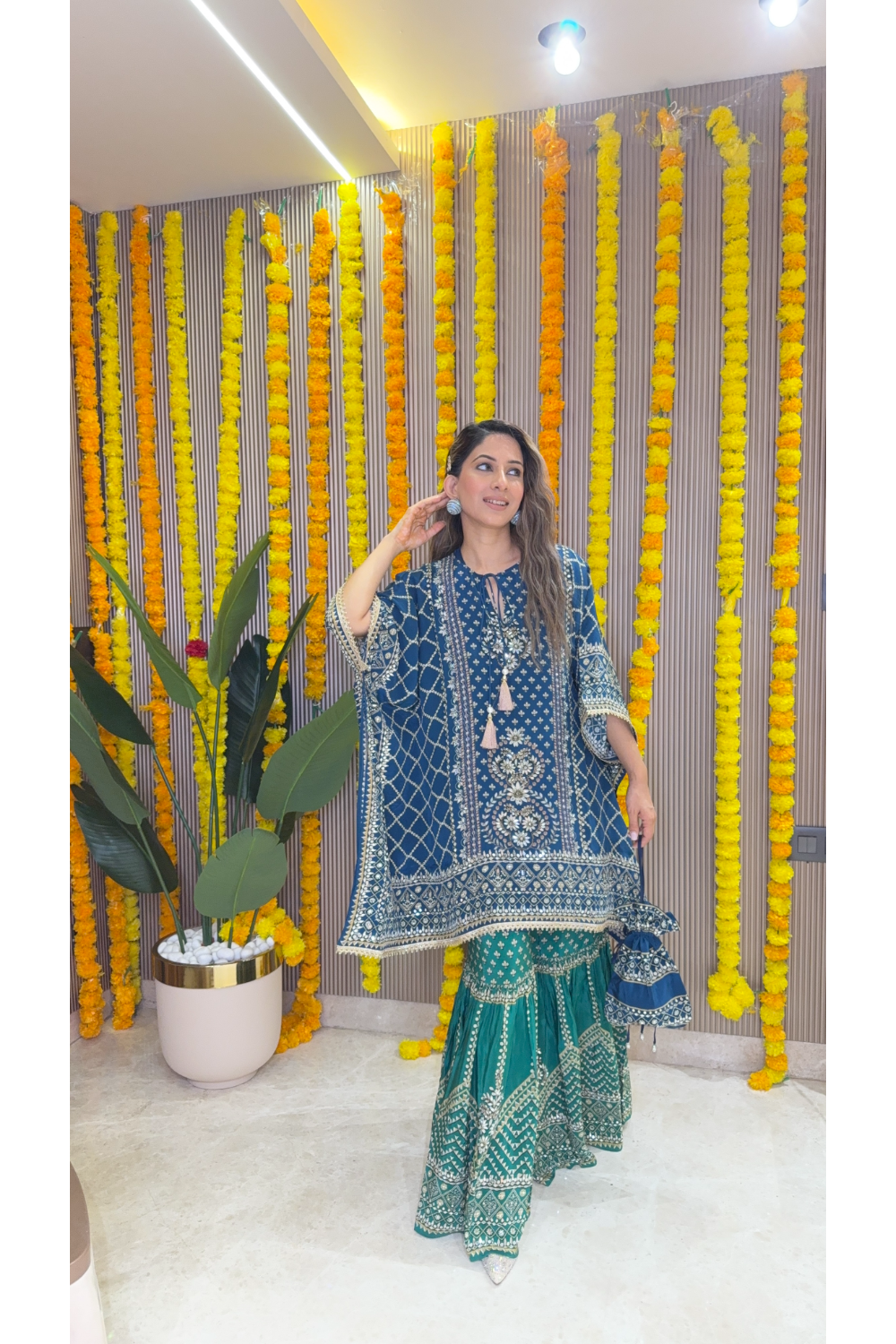 Son Chidhaiya - Kaftan Set (Blue & Green)