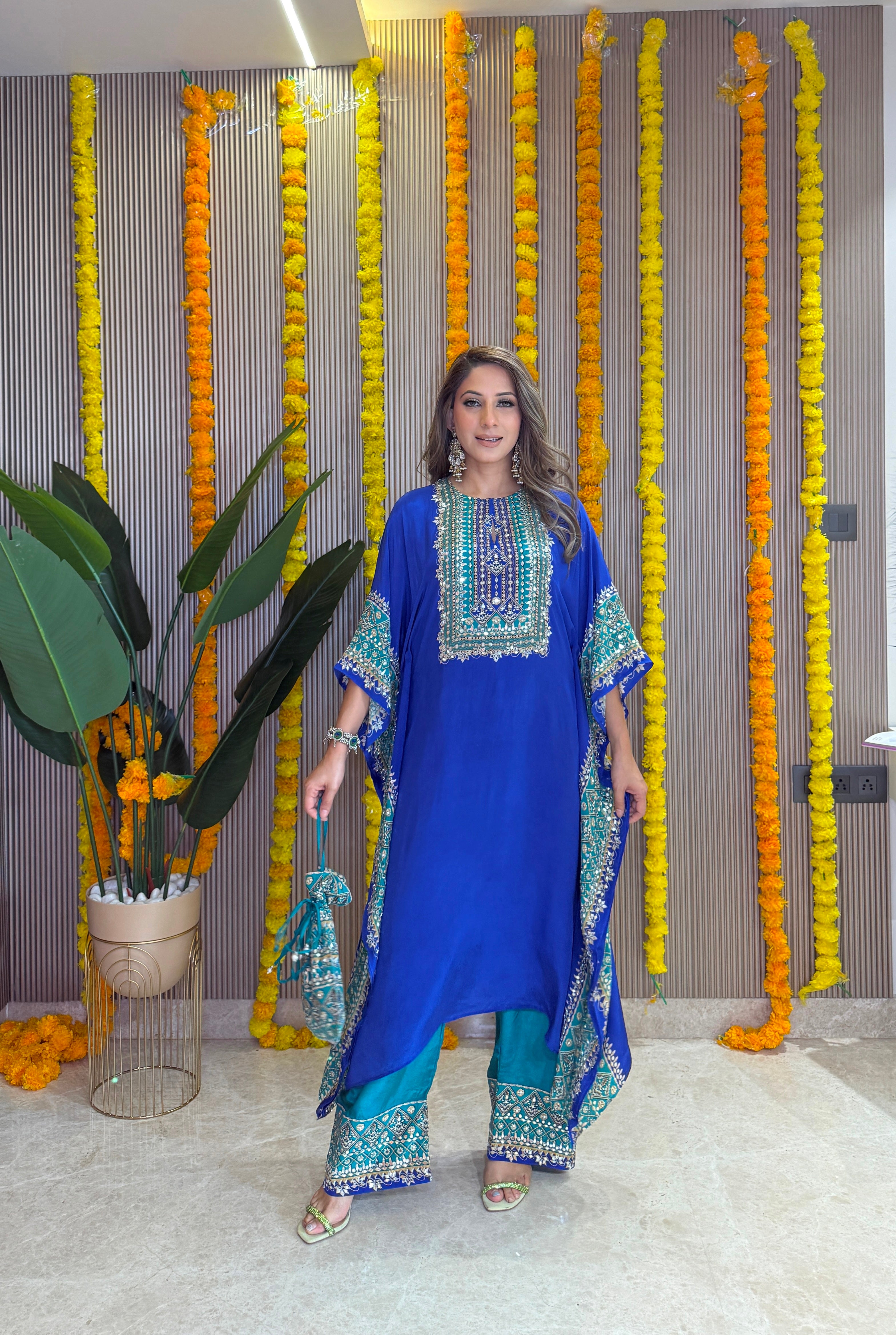 Salma Sitara - Kaftan Set - Blue and Teal