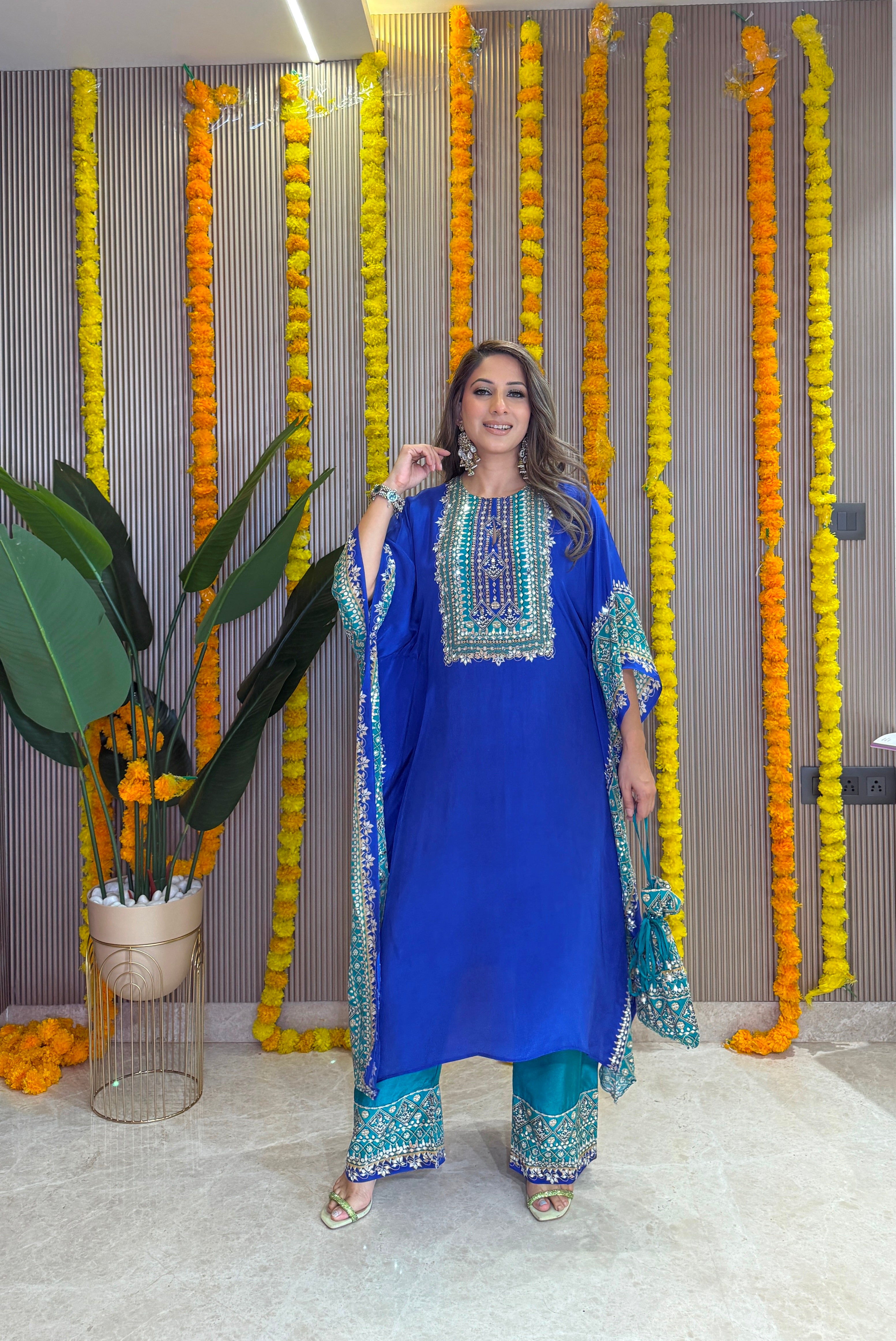 Salma Sitara - Kaftan Set - Blue and Teal