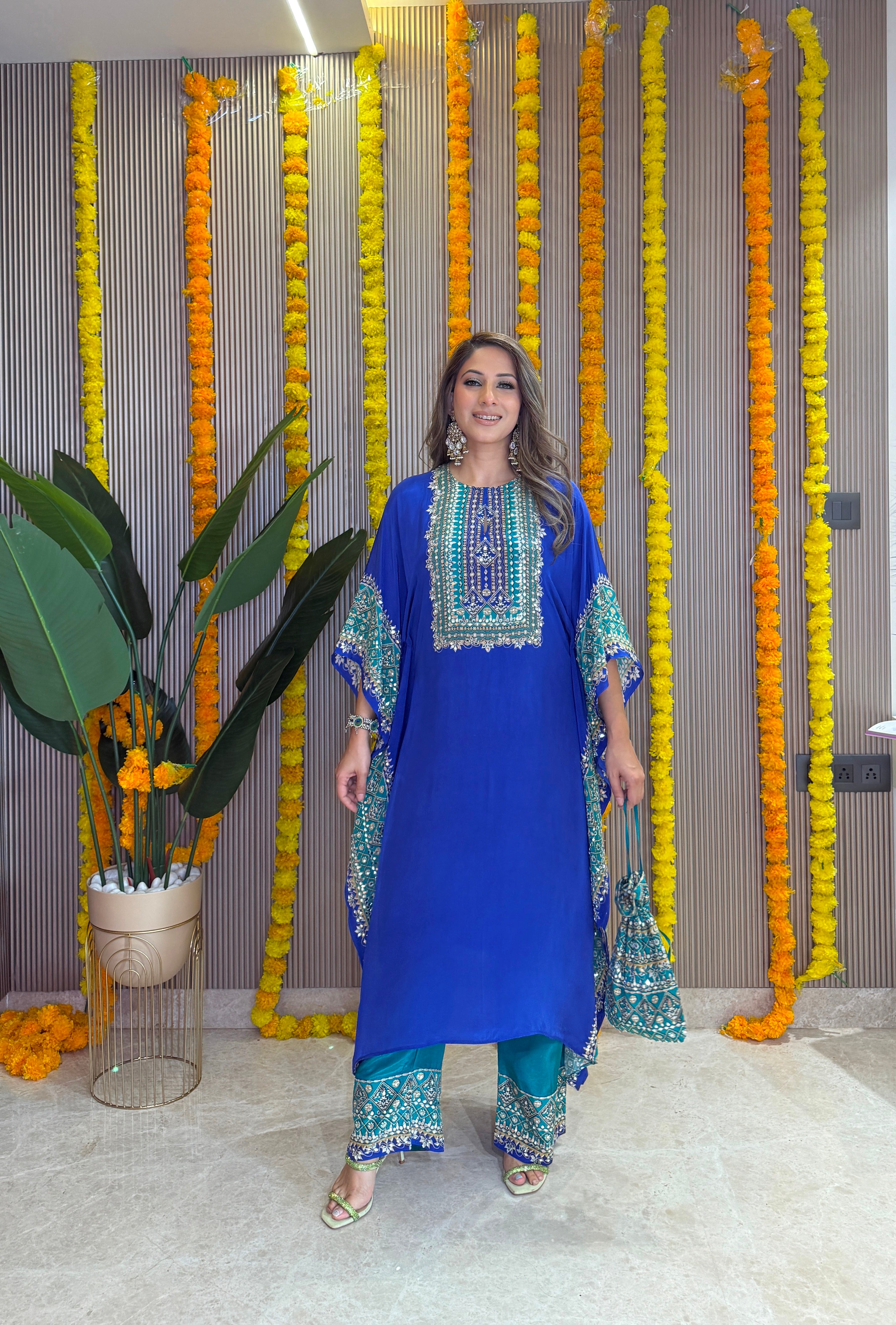 Salma Sitara - Kaftan Set - Blue and Teal