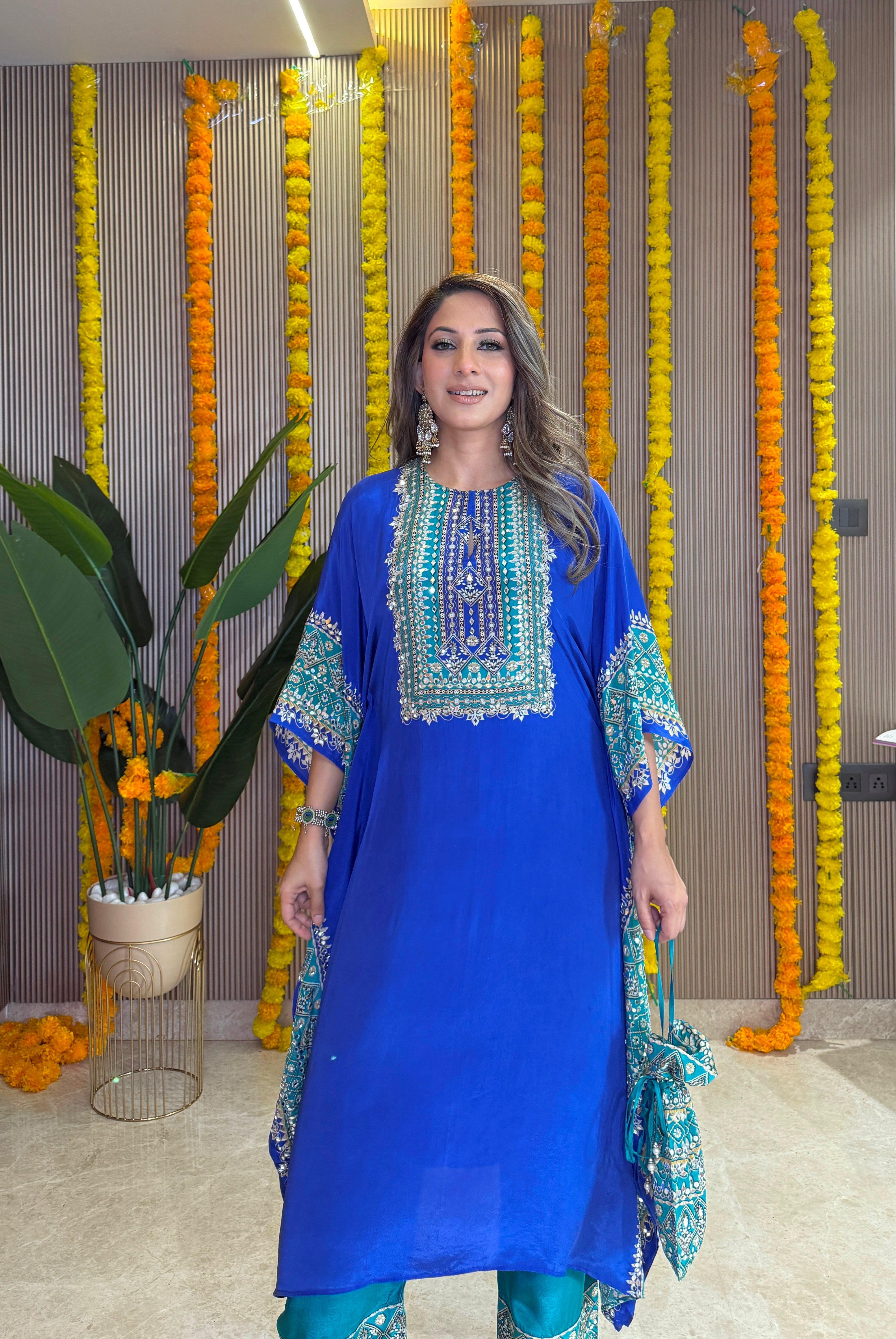 Salma Sitara - Kaftan Set - Blue and Teal