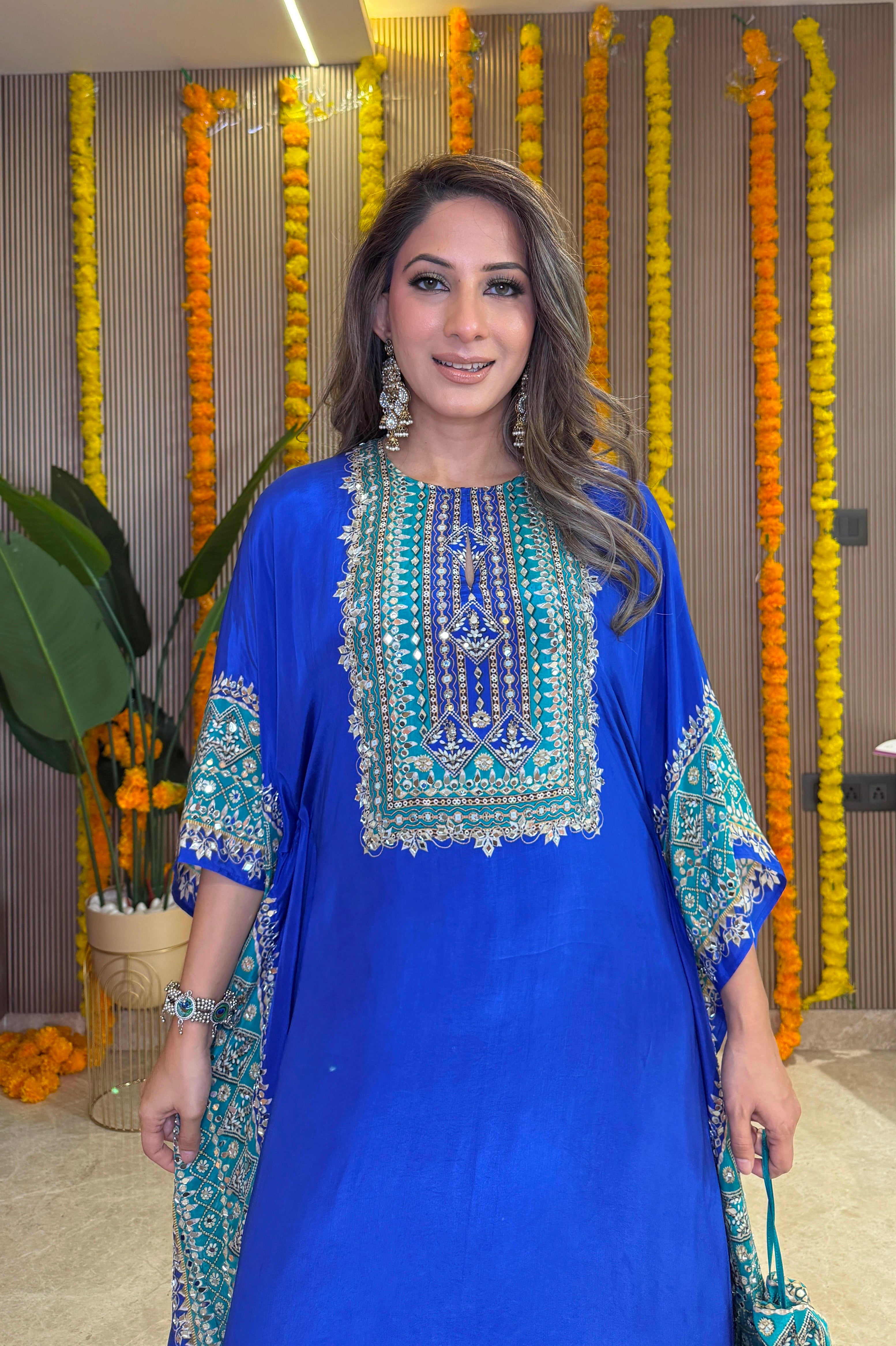 Salma Sitara - Kaftan Set - Blue and Teal