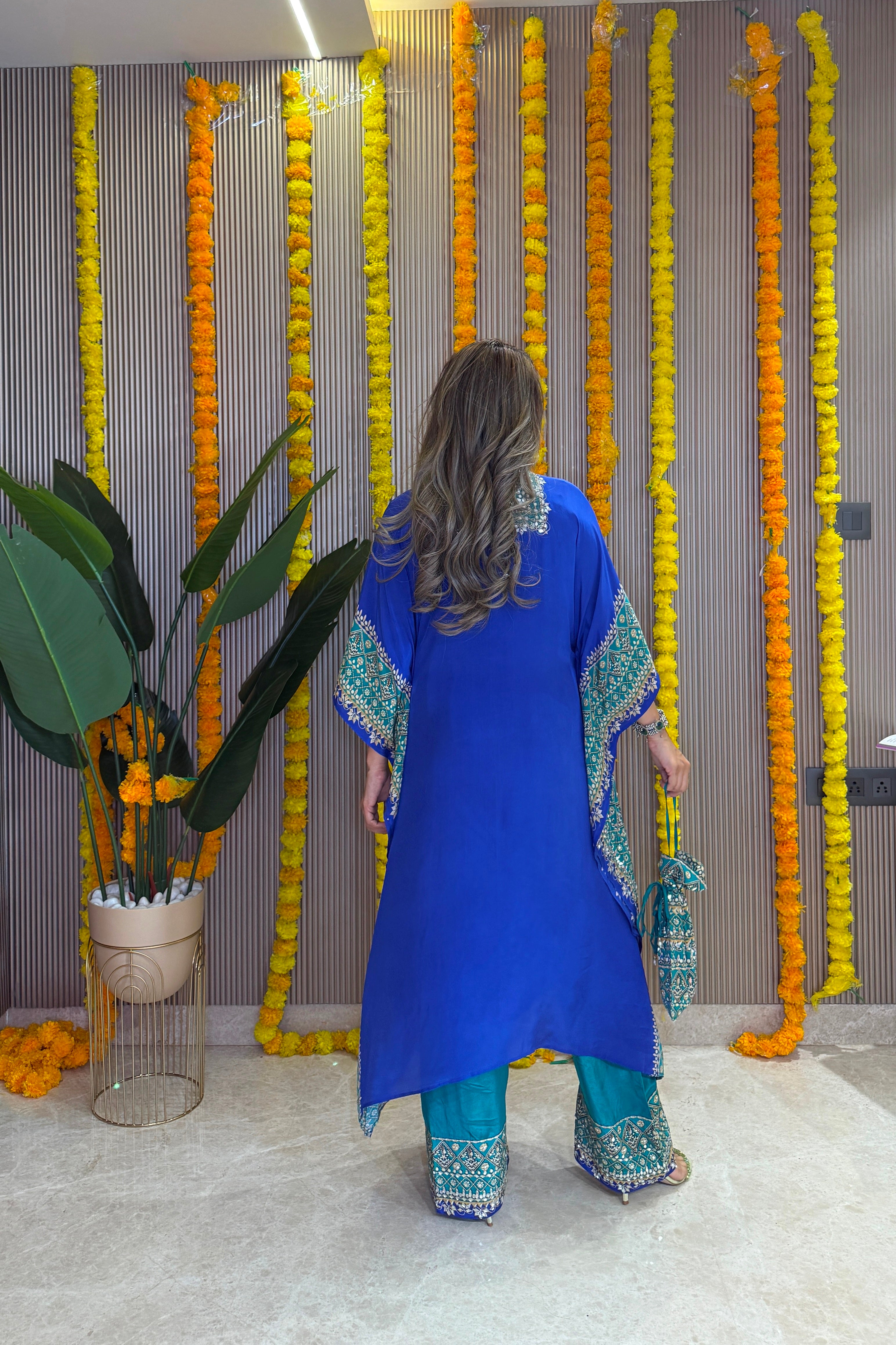 Salma Sitara - Kaftan Set - Blue and Teal