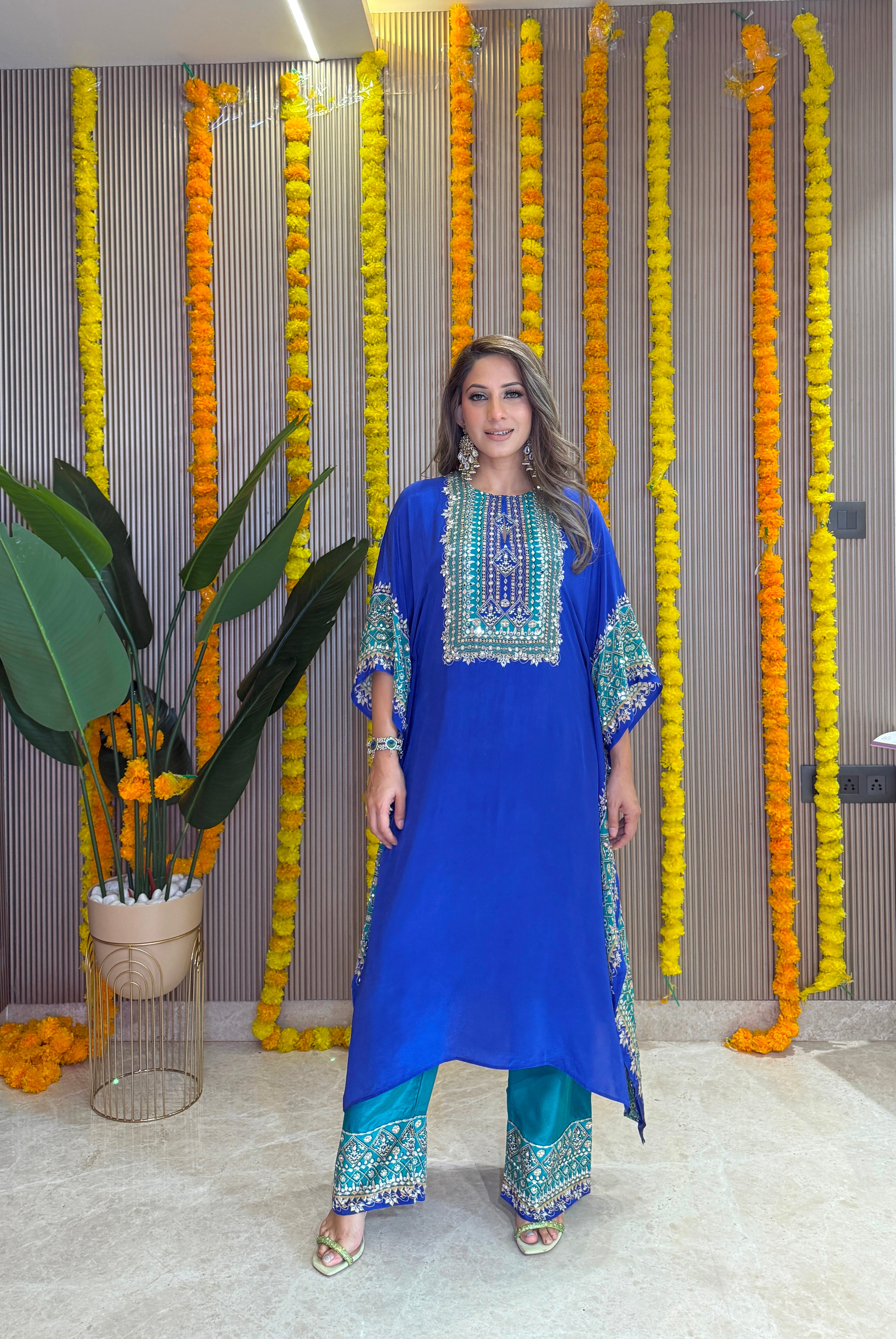 Salma Sitara - Kaftan Set - Blue and Teal
