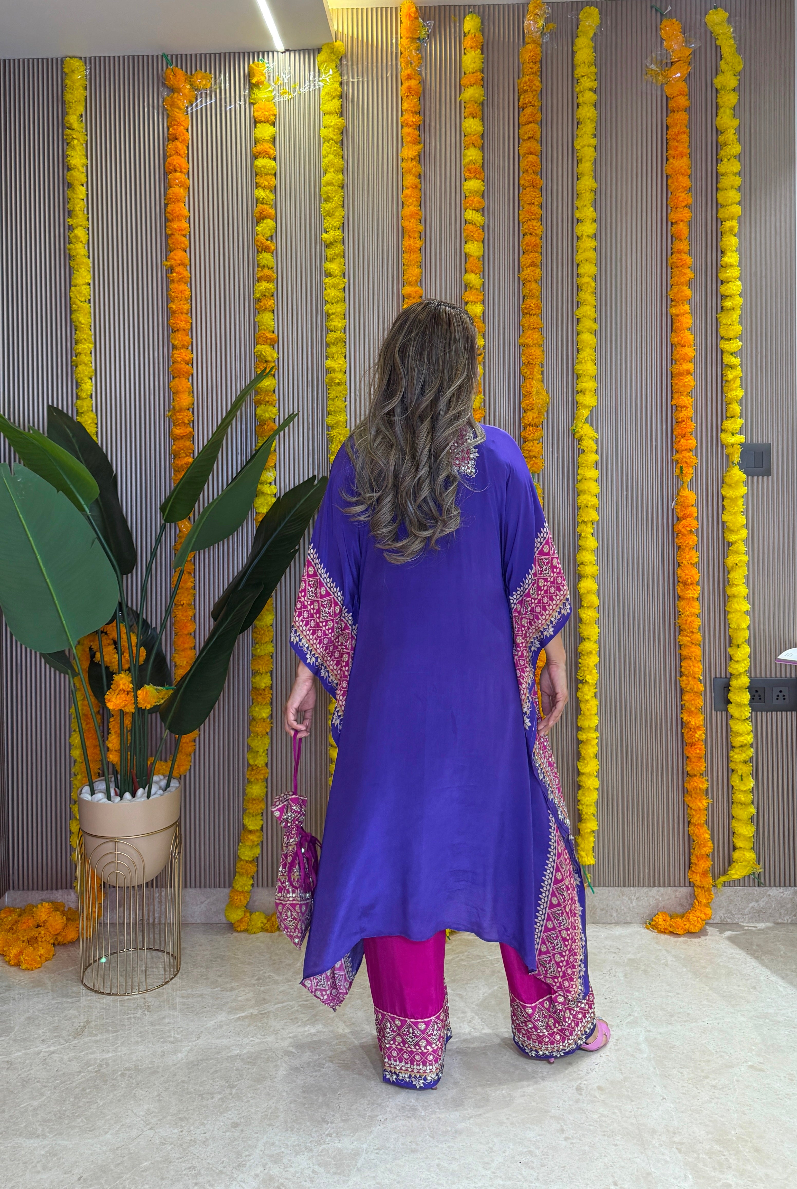 Salma Sitara - Kaftan Set - Purple and Pink