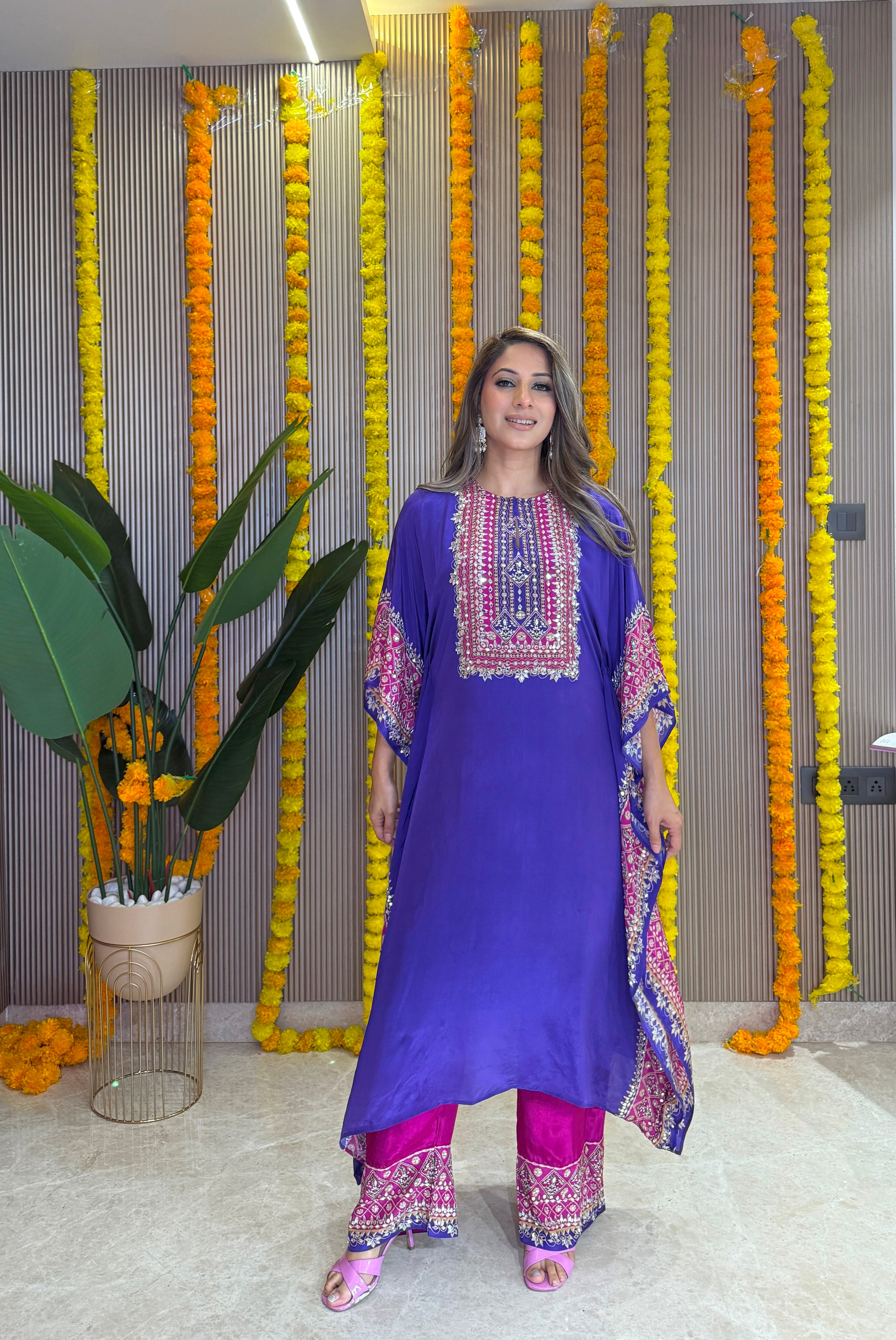 Salma Sitara - Kaftan Set - Purple and Pink