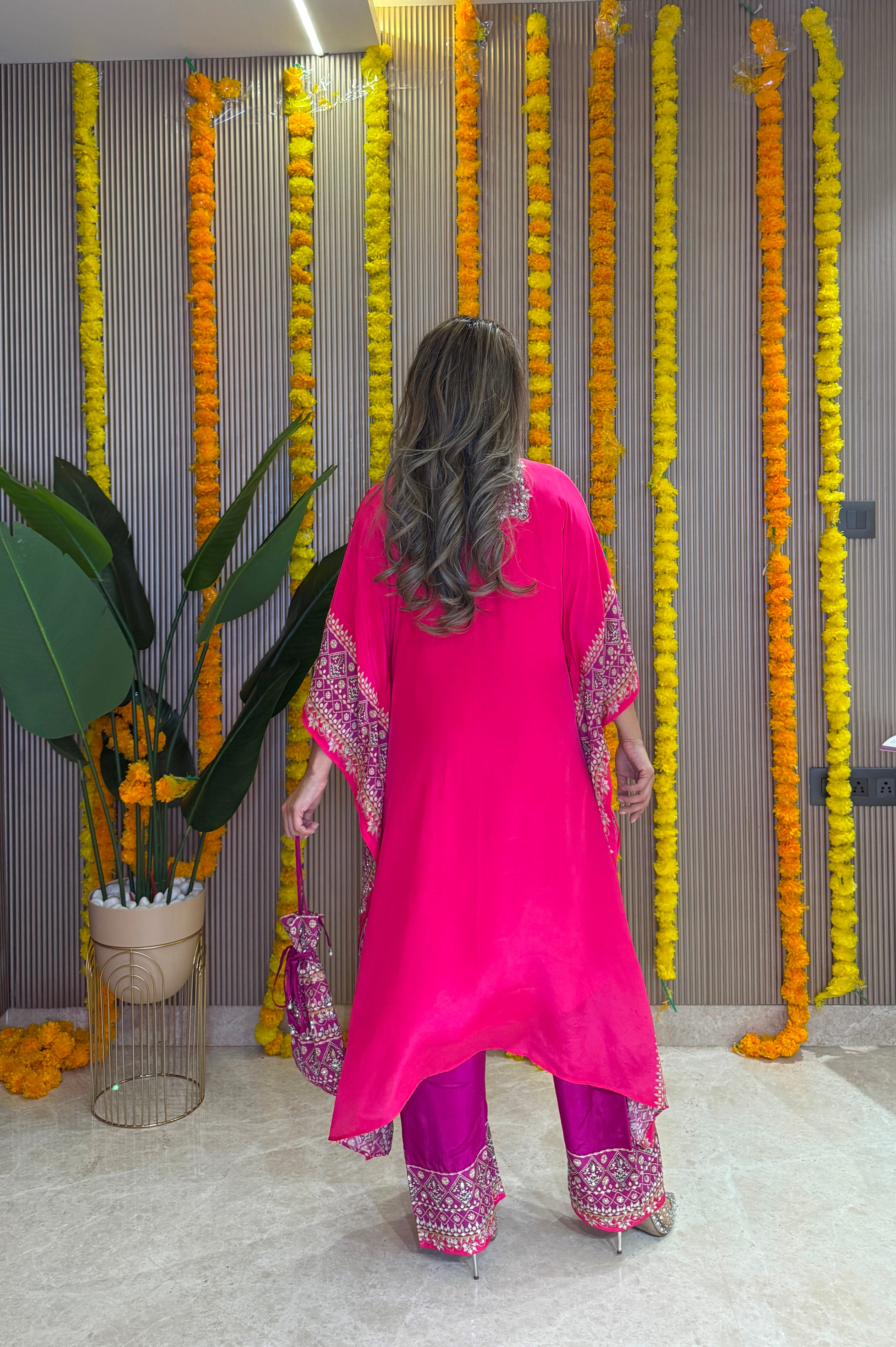Salma Sitara - Kaftan Set - Raspberry pink and Magenta