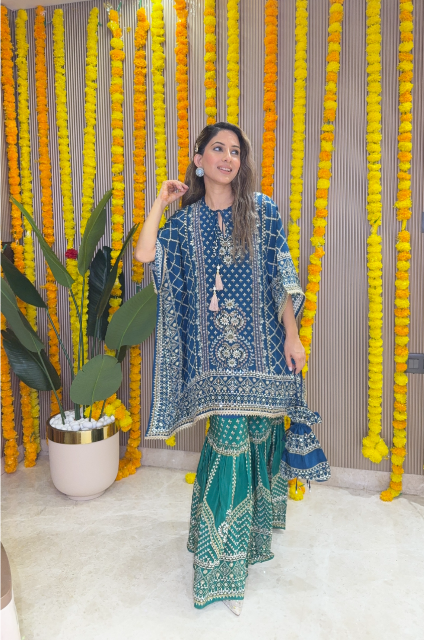 Son Chidhaiya - Kaftan Set (Blue & Green)
