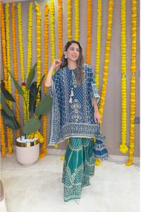 Son Chidhaiya - Kaftan Set (Blue & Green)