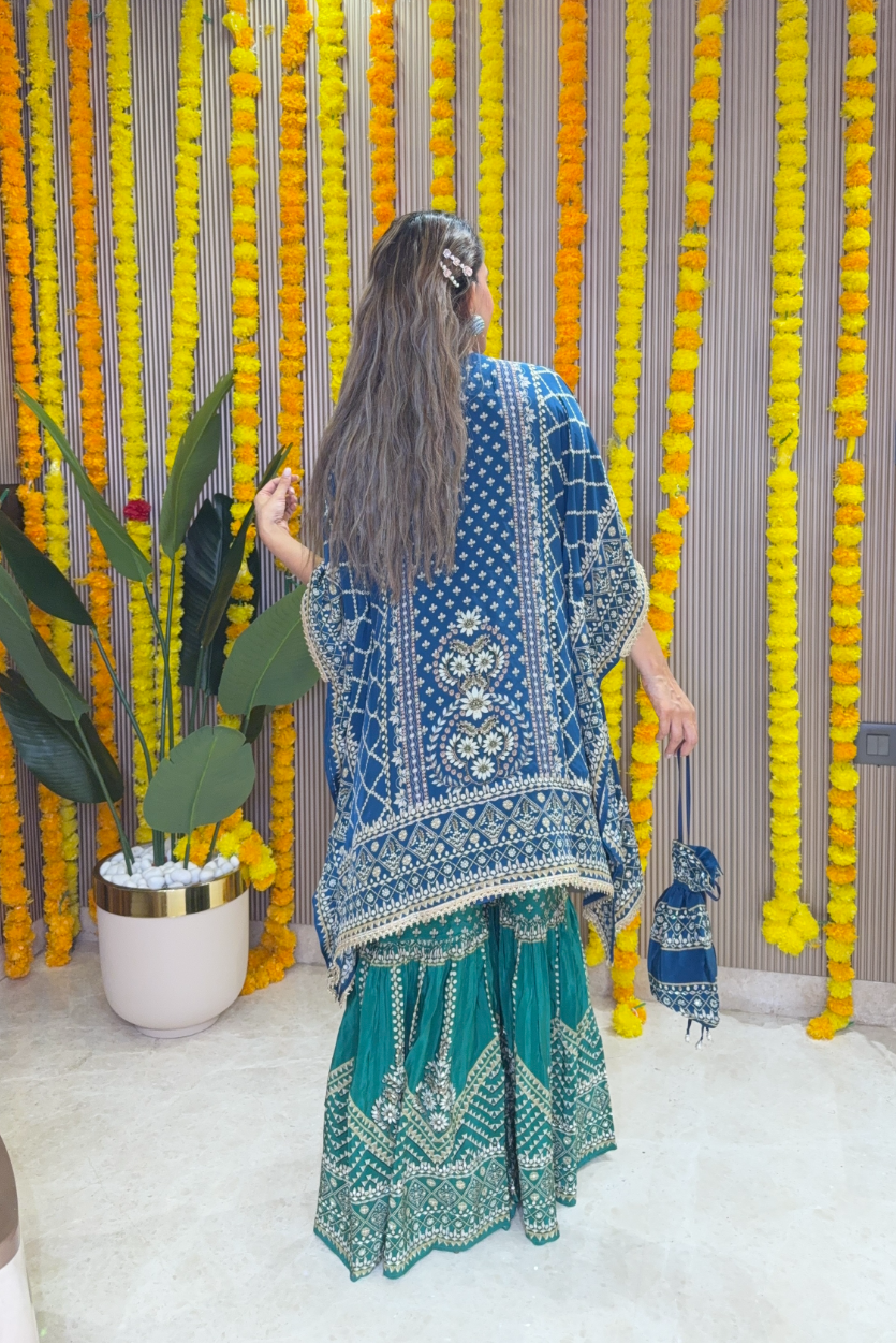 Son Chidhaiya - Kaftan Set (Blue & Green)