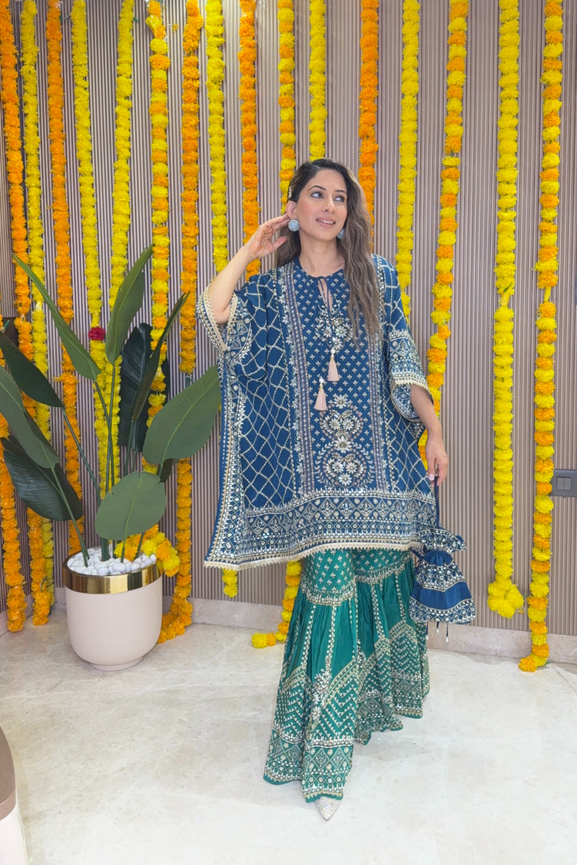 Son Chidhaiya - Kaftan Set (Blue & Green)