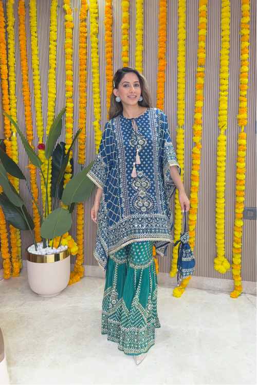 Son Chidhaiya - Kaftan Set (Blue & Green)