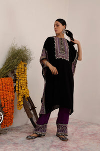 Salma Sitara - Kaftaan Set - Black & Purple