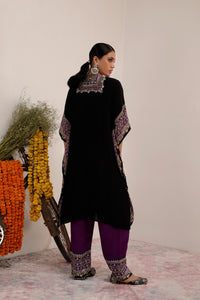 Salma Sitara - Kaftaan Set - Black & Purple